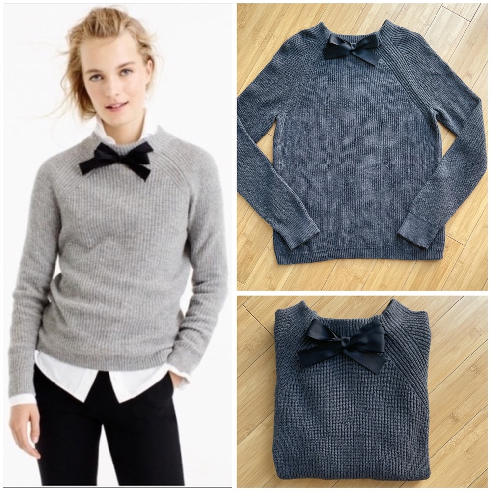 J. Crew Bow Neck Wool Blend Sweater